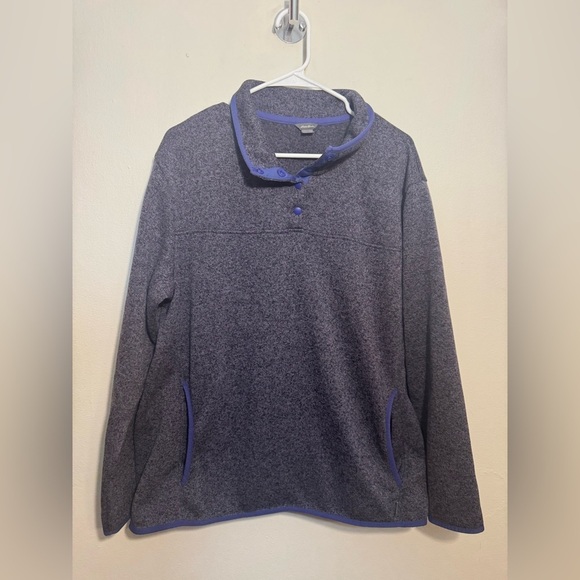 Eddie Bauer Tops - Eddie Bauer Fleece Sweatshirt Womens 2XL Blue 1/4 Button Up Outdoor Casual